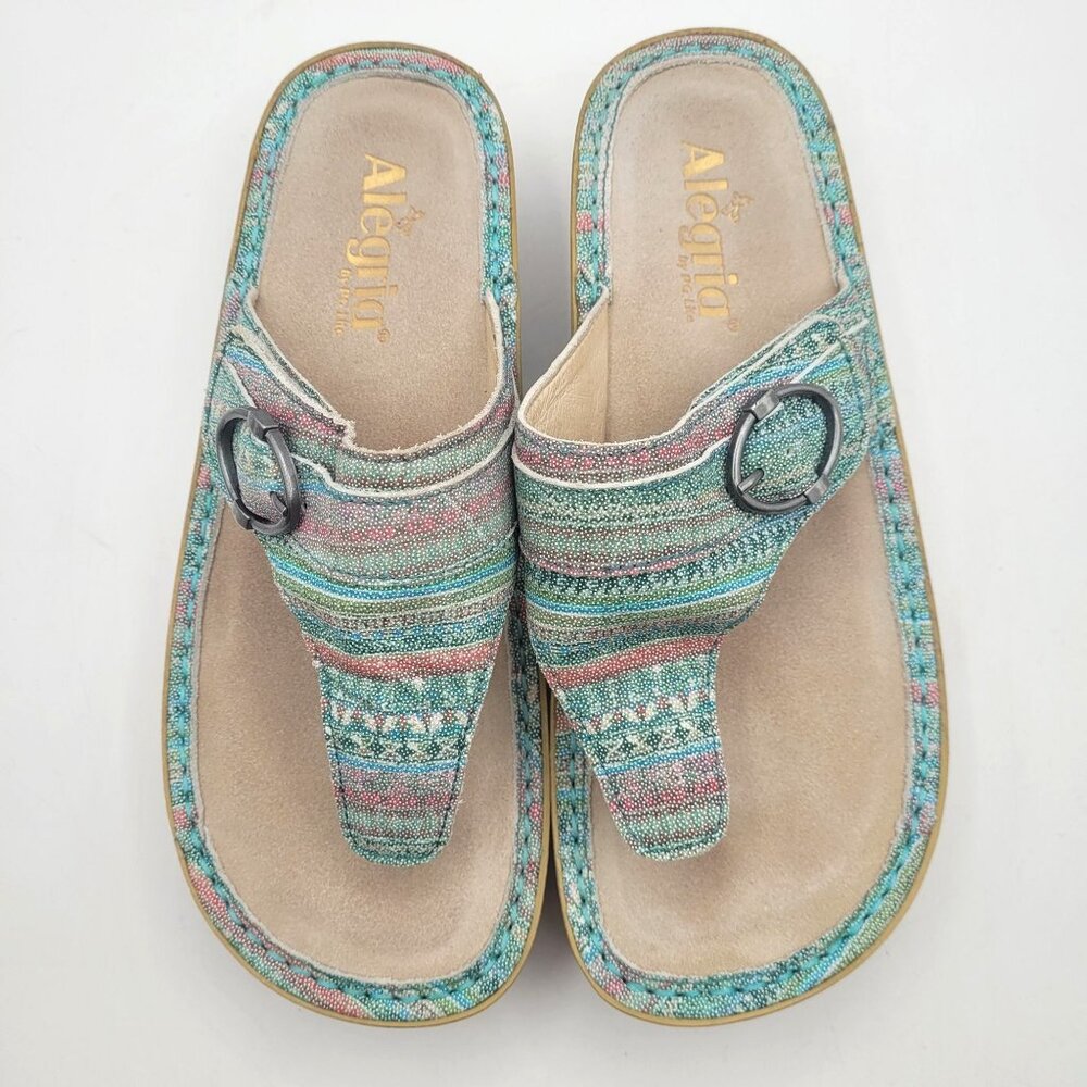 Alegria Codi Seascape Thongs Women's 8 - 8.5 Comfort Footbed Sandals Coral - Picture 2 of 13